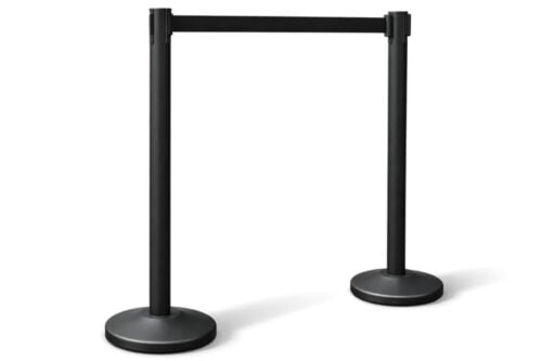 2x Afzetpaal | Mat zwart - 2 meter  band