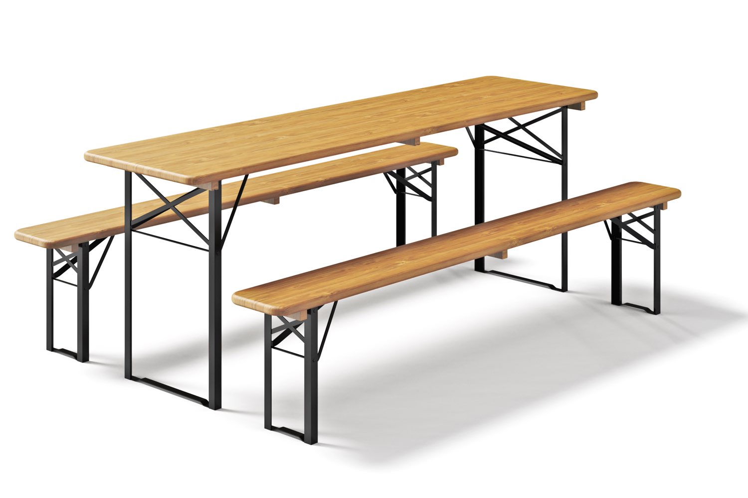 Biertafel en banken 220x60 met zwart onderstel